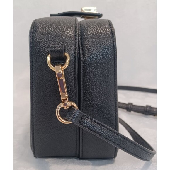 VINTAGE GUESS BLACK FAUX PEBBLED LEATHER SQUARE CROSSBODY BAG - Picture 4 of 13